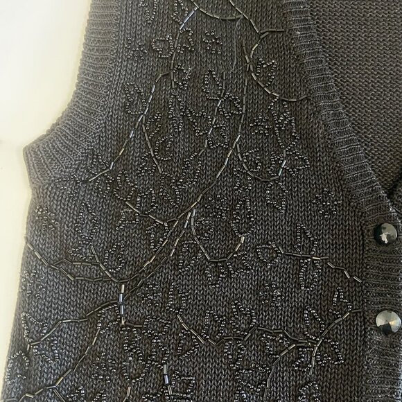 Bryn Connelly 90s Vintage Cotton Beaded Sweater Vest Cardigan Button Down Size S - Picture 11 of 13